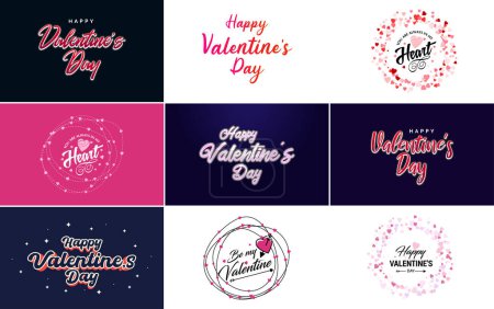 Illustration for Love word hand-drawn lettering and calligraphy with cute heart on red. white. and pink background Valentine's Day template or background suitable for use in Love and Valentine's Day concept - Royalty Free Image