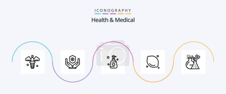 Ilustración de Paquete de iconos de salud y línea médica 5, incluido el laboratorio. Médico. Una botella. Limón. alimentos - Imagen libre de derechos