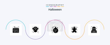 Illustration for Halloween Glyph 5 Icon Pack Including halloween. gingerbread man. wolf. ginger. scary - Royalty Free Image