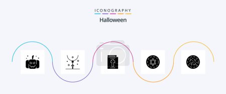Ilustración de Halloween Glyph 5 Icon Pack Incluyendo gusano. podrido. Biblia. halloween. Halloween. - Imagen libre de derechos