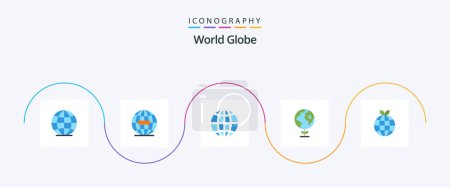 Ilustración de Paquete de iconos Globe Flat 5 incluido. ecología. globo - Imagen libre de derechos