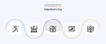 Téléchargez les illustrations : Valentines Day Line 5 Icon Pack Couverture incluse. romantisme. Bonne nuit. présent. mariage - en licence libre de droit