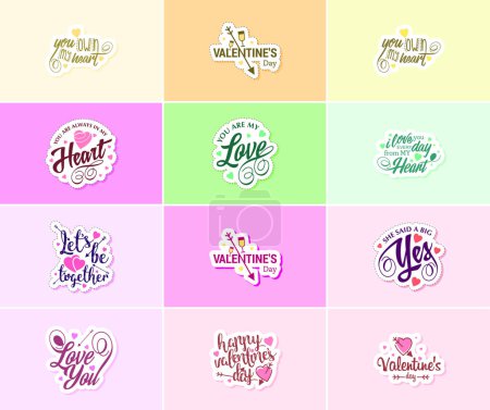 Illustration for Valentine's Day Sticker: A Time for Love and Beautiful Graphic Design - Royalty Free Image