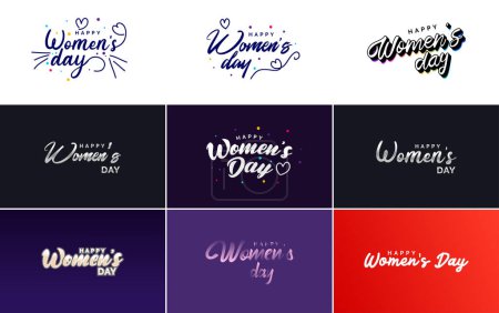 Téléchargez les illustrations : Pink Happy Women's Day typographical design elements international women's day icon and symbol suitable for use in minimalistic designs for international women's day concepts; vector illustration - en licence libre de droit