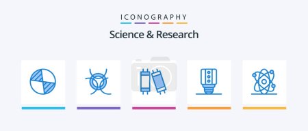 Téléchargez les illustrations : Science Blue 5 Icon Pack Including . light. science. atom. Creative Icons Design - en licence libre de droit