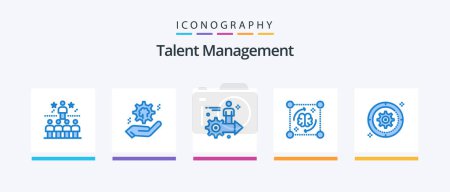 Téléchargez les illustrations : Talent Management Blue 5 Icon Pack Including file. mind. brain. man. arrow. Creative Icons Design - en licence libre de droit