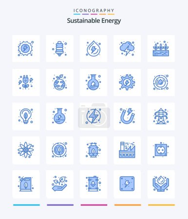 Illustration for Creative Sustainable Energy 25 Blue icon pack  Such As growth. cloud. droop. power. electricity - Royalty Free Image