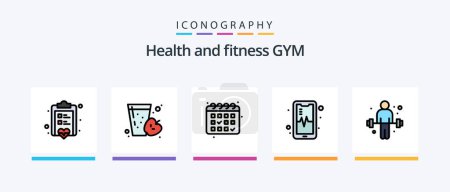 Illustration for Gym Line Filled 5 Icon Pack Including sport. gym. board. fitness. fitness. Creative Icons Design - Royalty Free Image