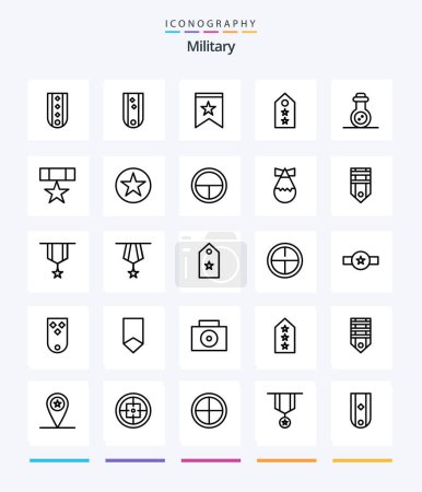 Illustration for Creative Military 25 OutLine icon pack  Such As award. mass weapon. star. bacteria. tag - Royalty Free Image
