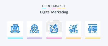 Illustration for Digital Marketing Blue 5 Icon Pack Including marketing. campaign. medal. promotion. email. Creative Icons Design - Royalty Free Image