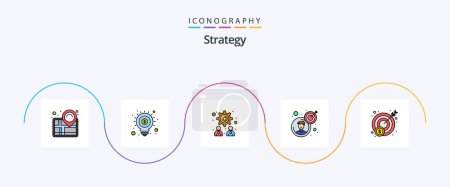 Illustration for Strategy Line Filled Flat 5 Icon Pack Including target. money. management. target. goal - Royalty Free Image