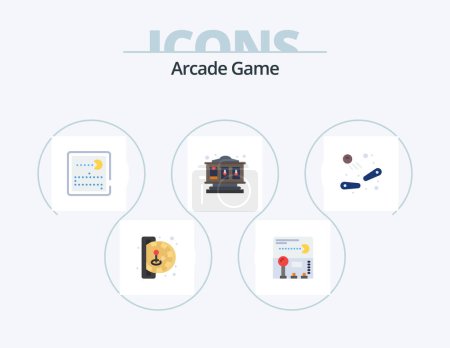 Illustration for Arcade Flat Icon Pack 5 Icon Design. game. pinball. competition. play. slot machine - Royalty Free Image