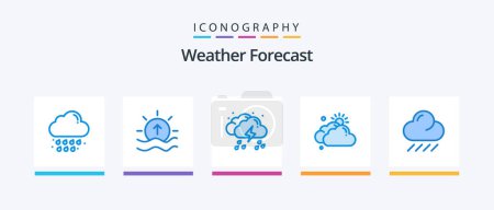 Illustration pour Weather Blue 5 Icon Pack Including sun. cloudy. sun. cloud. weather. Creative Icons Design - image libre de droit