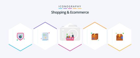 Ilustración de Shopping And Ecommerce 25 Flat icon pack including delivery. shipping. container. package. time - Imagen libre de derechos