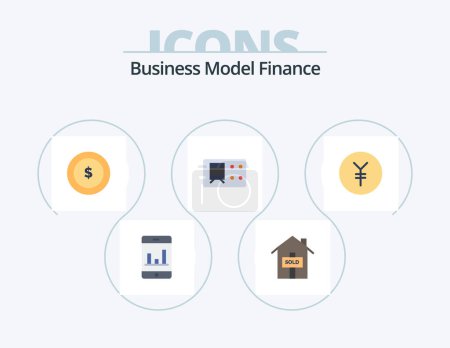 Téléchargez les photos : Financer Flat Icon Pack 5 Icône Design. . . la finance. yen. pièce - en image libre de droit