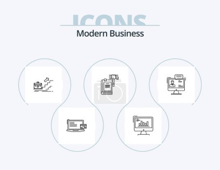 Illustration for Modern Business Line Icon Pack 5 Icon Design. planning. date. business. business. portfolio - Royalty Free Image