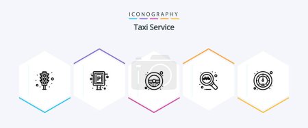 Ilustración de Taxi Service 25 Paquete de iconos de línea incluyendo tráfico. metro. timón. taxi. en línea - Imagen libre de derechos
