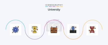 Illustration for University Line Filled Flat 5 Icon Pack Including genetics. school lockers. online learning. ebook - Royalty Free Image