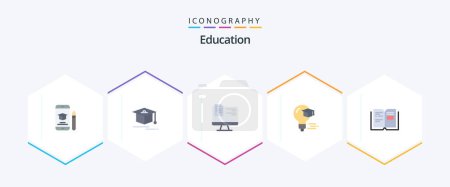 Illustration for Education 25 Flat icon pack including education. graduation. computer. education. bulb - Royalty Free Image