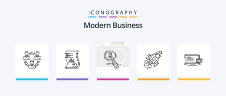 Ilustración de Modern Business Line 5 Icon Pack Incluye bloc de notas. negocios. negocios. libro de ejercicios. social. Diseño de iconos creativos - Imagen libre de derechos