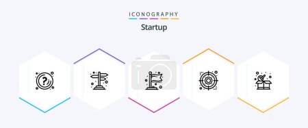Illustration for Startup 25 Line icon pack including package. focus. cross road. target. arrow - Royalty Free Image