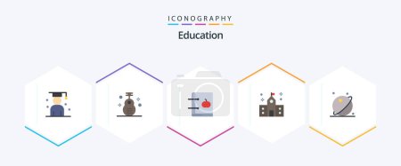 Illustration for Education 25 Flat icon pack including education. building. instrument. learning. education - Royalty Free Image
