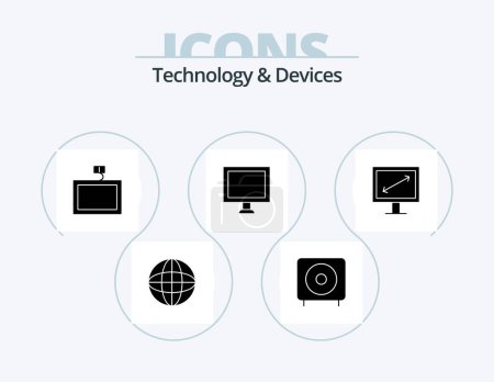 Ilustración de Devices Glyph Icon Pack 5 Icon Design. display. screen. products. display. wall - Imagen libre de derechos