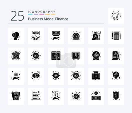 Ilustración de Finance 25 Solid Glyph icon pack including loan. finance. investor. service. funds - Imagen libre de derechos