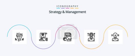 Téléchargez les illustrations : Strategy And Management Line 5 Icon Pack Including user. time. planning. business. profile - en licence libre de droit
