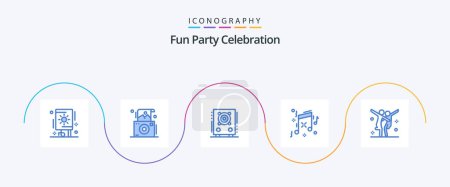 Téléchargez les illustrations : Party Blue 5 Icon Pack Including dance. celebration. audio. party. birthday - en licence libre de droit
