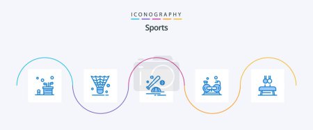 Illustration for Sports Blue 5 Icon Pack Including exercise. sport. shuttle. cap. ball - Royalty Free Image