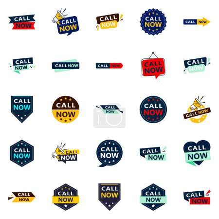 Ilustración de 25 High quality Typographic Designs for a professional call to action Call Now - Imagen libre de derechos