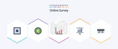 Ilustración de Online Survey 25 Flat icon pack including . credit. chart. card. presentation - Imagen libre de derechos