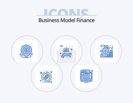 Ilustración de Finance Blue Icon Pack 5 Icon Design. management. asset. price. location. loan - Imagen libre de derechos