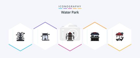 Téléchargez les illustrations : Pack icône Water Park 25 FilledLine inclus. jardin. Au parc. Au parc. parc - en licence libre de droit