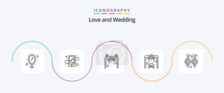 Ilustración de Wedding Line 5 Icon Pack Including earrings. sitting area. arch. wedding. arch - Imagen libre de derechos