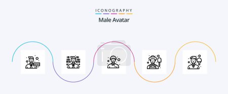 Illustration for Male Avatar Line 5 Icon Pack Including sport. boy. male. avatar. male - Royalty Free Image