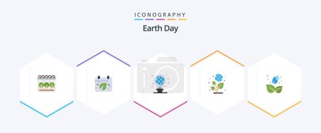 Illustration for Earth Day 25 Flat icon pack including leaf. green. green. earth. day - Royalty Free Image