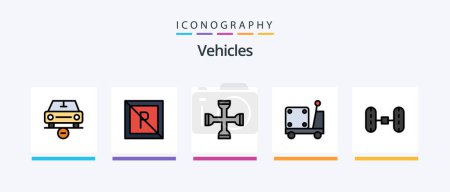 Illustration for Vehicles Line Filled 5 Icon Pack Including . transportation. complete. rickshaw. submarine. Creative Icons Design - Royalty Free Image