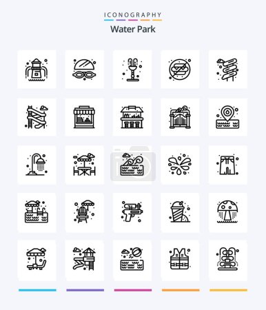 Illustration for Creative Water Park 25 OutLine icon pack  Such As shop. water. romance. slider. water - Royalty Free Image