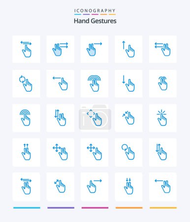 Téléchargez les illustrations : Creative Hand Gestures 25 Blue icon pack  Such As hand. lefts. up. gesture. hand - en licence libre de droit