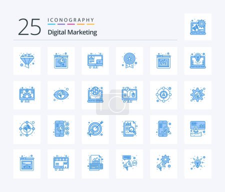 Illustration for Digital Marketing 25 Blue Color icon pack including bar. success. blog. star. award - Royalty Free Image