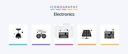 Illustration for Electronics Glyph 5 Icon Pack Including . synthesizer. music. midi. Creative Icons Design - Royalty Free Image