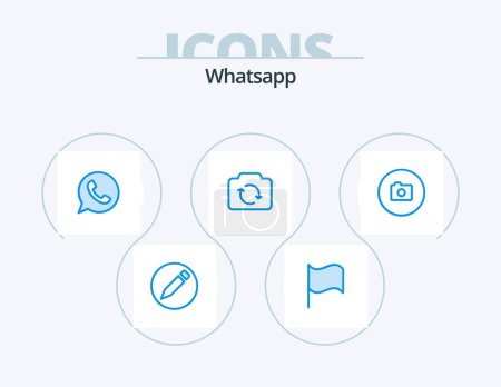 Ilustración de Whatsapp Blue Icon Pack 5 Icon Design. ui. image. telephone. camera. basic - Imagen libre de derechos