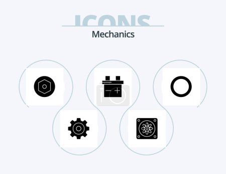 Illustration for Mechanics Glyph Icon Pack 5 Icon Design. . battery. shim - Royalty Free Image