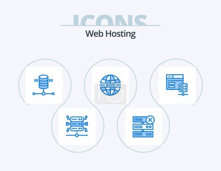Illustration for Web Hosting Blue Icon Pack 5 Icon Design. web. network server. server. database. system - Royalty Free Image