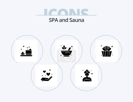 Ilustración de Sauna Glyph Icon Pack 5 Icon Design. . sauna. cleaning. bucket. rx - Imagen libre de derechos