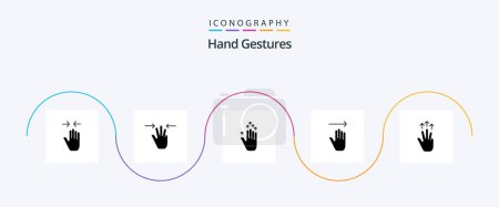 Téléchargez les illustrations : Gestes de la main Glyphe 5 Icône Pack Y compris la main. D'accord. trois doigts. gestes. main - en licence libre de droit