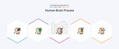 Illustration for Human Brain Process 25 FilledLine icon pack including optimistic. mind. face. investment. hour glass - Royalty Free Image