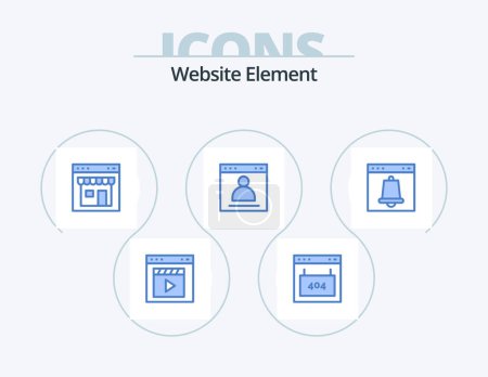 Ilustración de Website Element Blue Icon Pack 5 Icon Design. login. browser. page. shop. online - Imagen libre de derechos